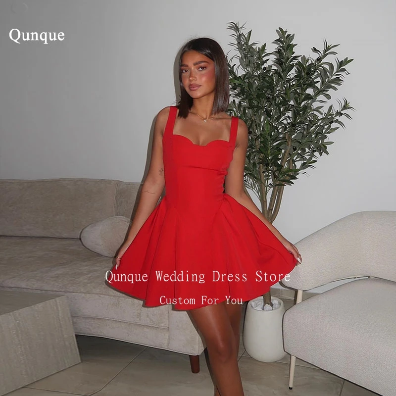 

Qvala Red Sweetheart Короткие платья для выпускного вечера Сексуальные бретельки Одежда для девочек Пром платья без рукавов Коктейльные платья по индивидуальному заказу
