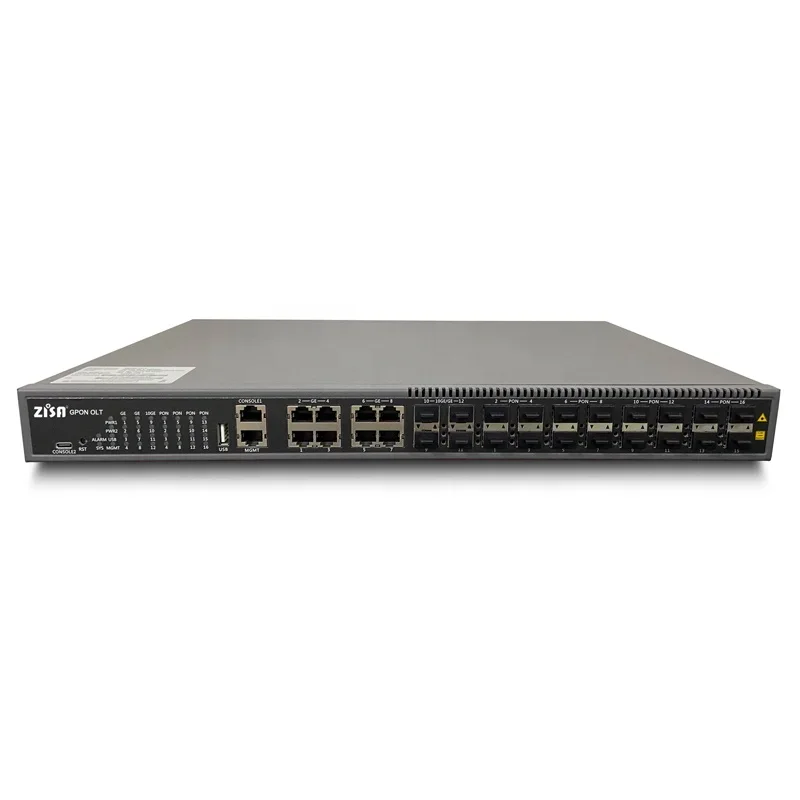 ZISA OP3616 FTTH 10 Gigabit Ethernet 16 Ports 1 U GPON OLT Compatible With Various Types of ONU