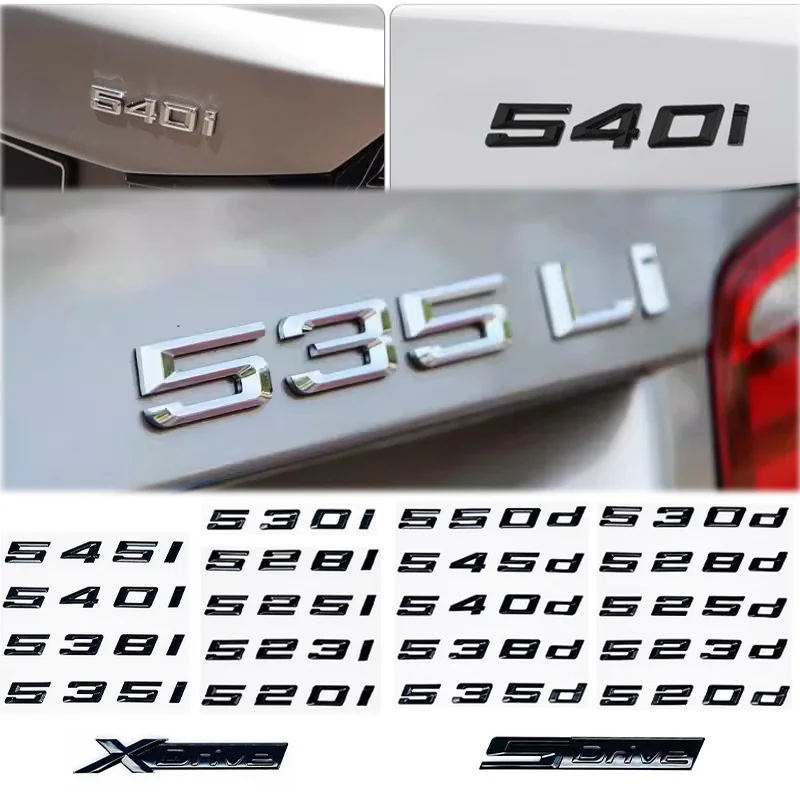 For BMW 5 Series E39 E60 E61 F10 F11 G30 520d 523d 525i 528i 530e 535i 540e Car Styling Trunk Letter Emblem Rear Lid Logo Black