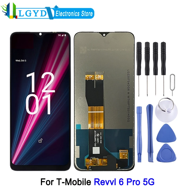 

5,5-дюймовый ЖК-экран для T-Mobile Revvl 6 Pro 5G с дигитайзером, полная сборка, запасная часть для ремонта