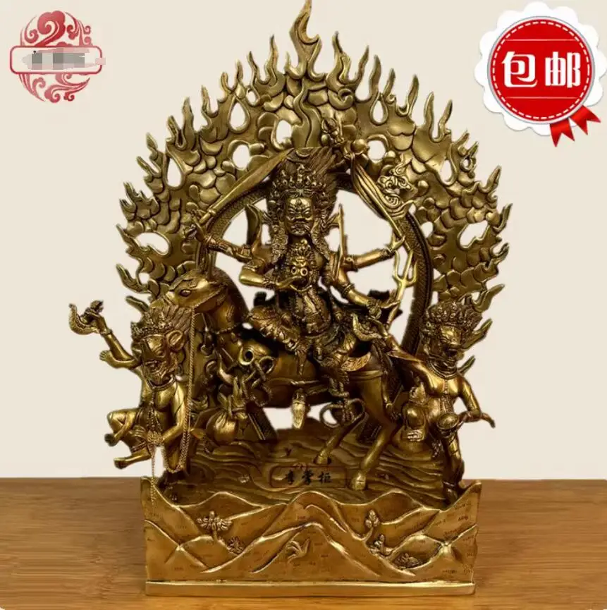 50cm Brass Nepalese Tibetan Esoteric Pure Copper Four Armed Auspicious Heavenly Mother Protector Buddha Statue Heavenly Girl