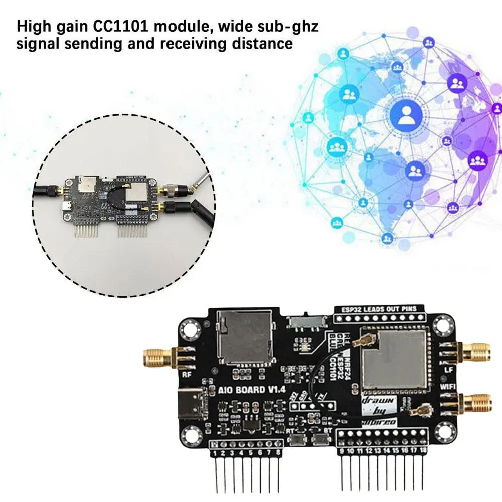 Multifunctional Expansion Board For Flipper Zero WIFI 2.4G High Gain CC1101 Module 40Mhz-6Ghz Broadband Telescopic Antenna R4N3