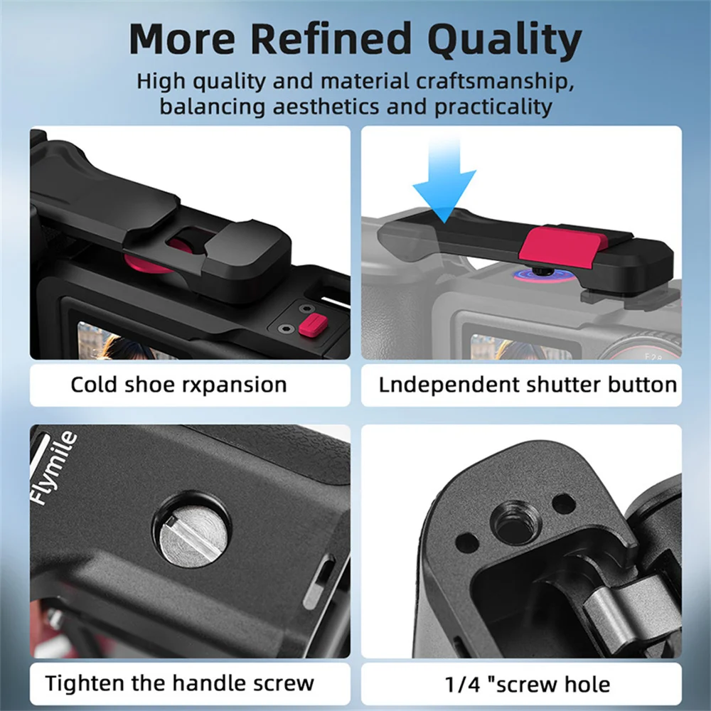 Street Handle Set for DJI ACTION 4/3/5 PRO Cover Sports Camera Photography Rabbit Cage Camera Accessories