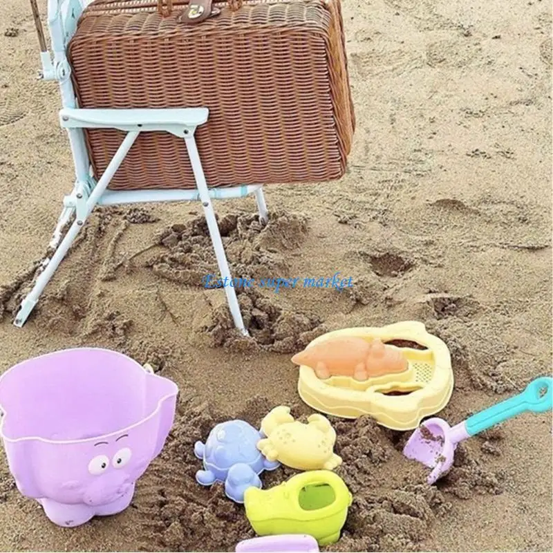 090b Elephant Beach Set Kids Sand Toy Toy Bucket Rake Phelt for Turtle for Crocodile Hippo Moules Water