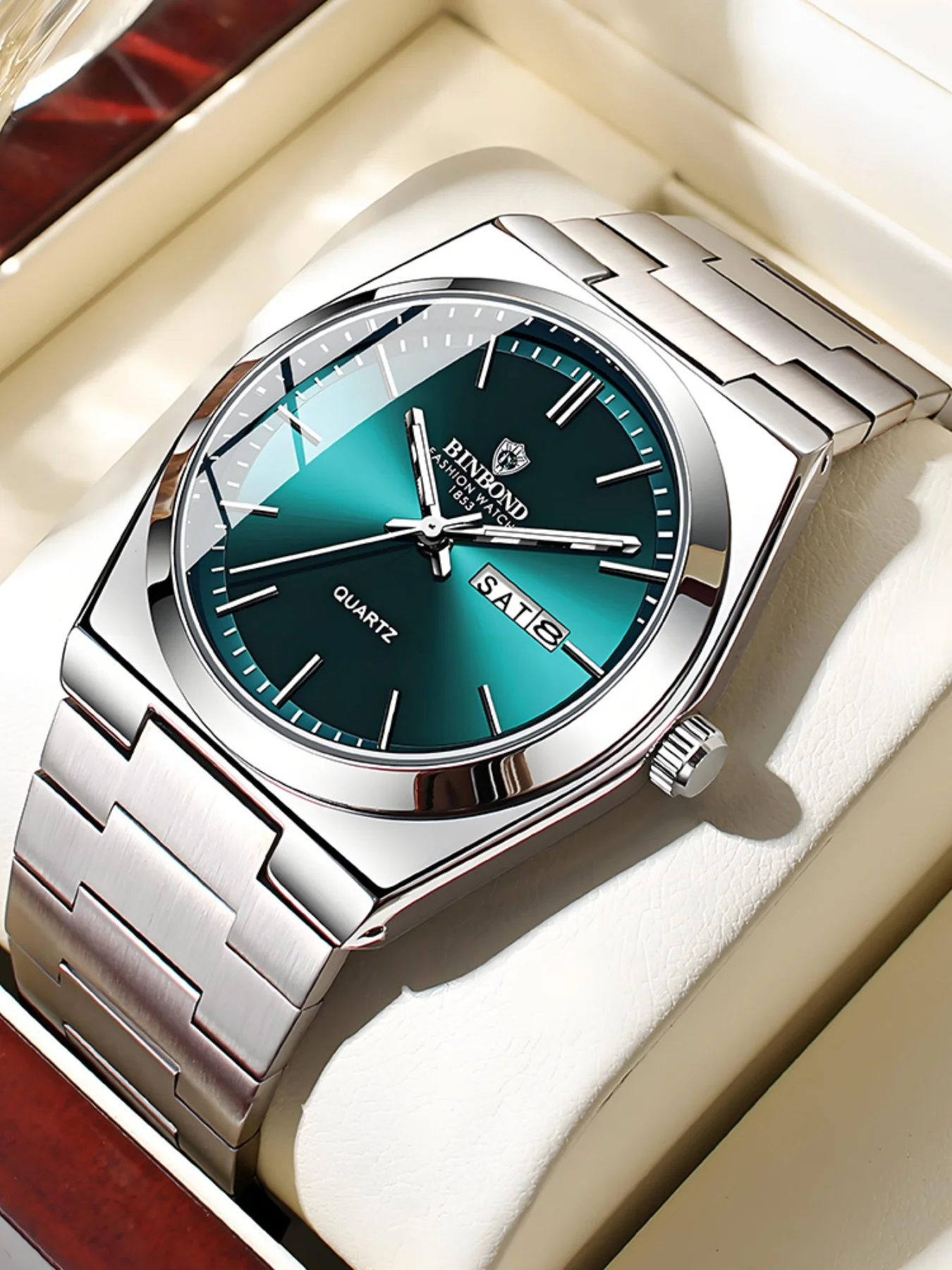 

Роскошные деловые кварцевые мужские часы из нержавеющей стали, водонепроницаемые, светящиеся, с функцией календаря, мужские часы, модный подарок