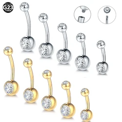 10Pcs/lot G23 Titanium Belly Button Rings Crystal Navel Barbell Rings Belly Piercing Jewelry for Sexy Women Navel Piercing 14G