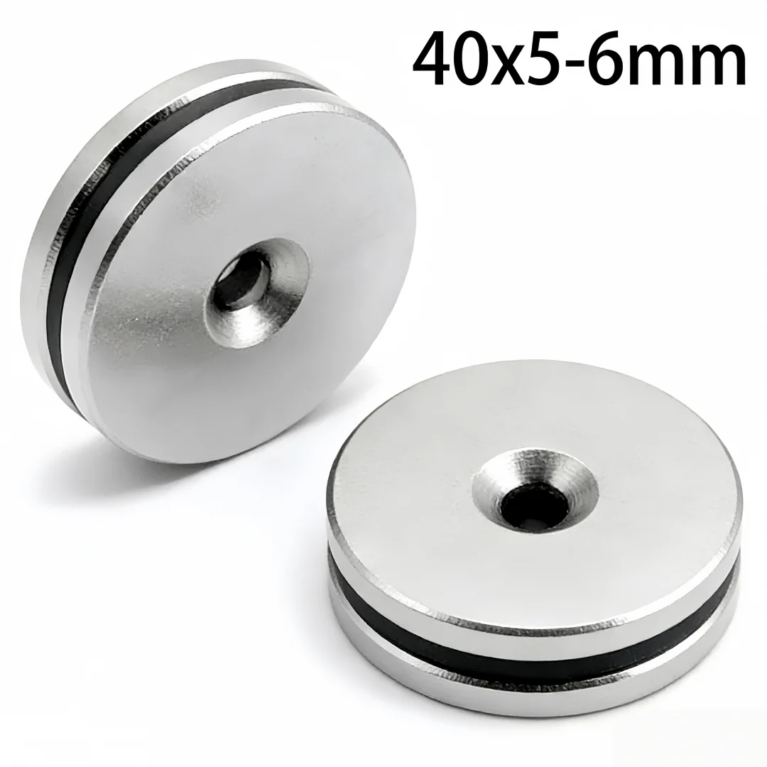 Imanes redondos fuertes de 40x5-6mm, agujero de 40x5mm, imán potente de 6mm, 40mm x 5mm-6mm para refrigeradores domésticos, oficinas DIY 40*5-6mm