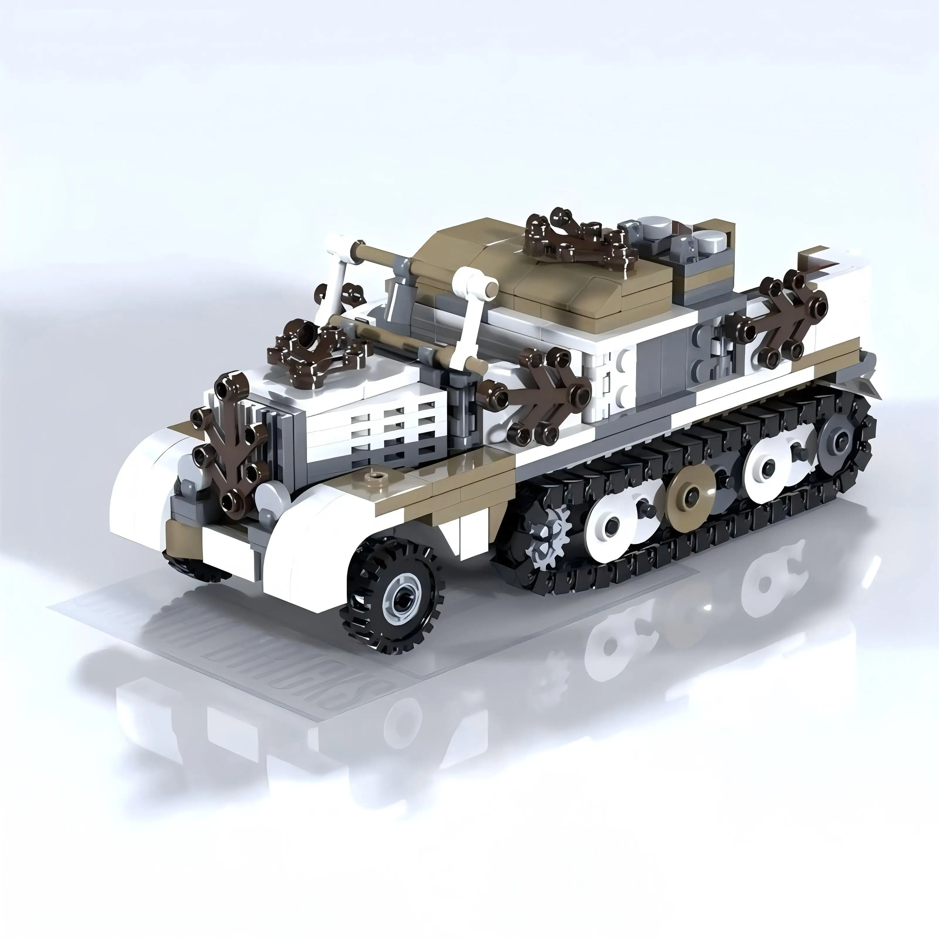 

MOC WW II Military Equipment Combat Tank Building Blocks Set Sdkfz 11 Half Track Armored Vehicle Model DIY Kid Toy Birthday Gift
