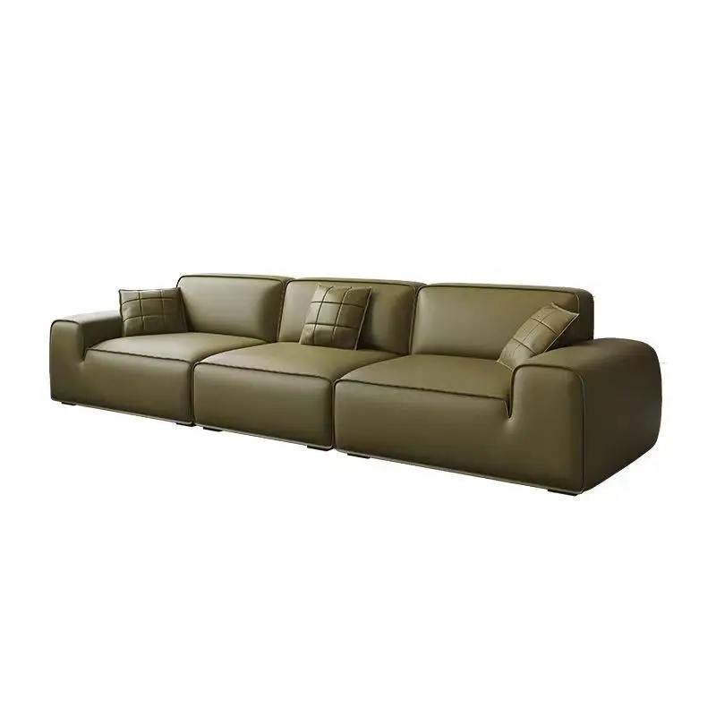

Sofa Italian minimalist first layer cowhide living room size apartment tofu blocks