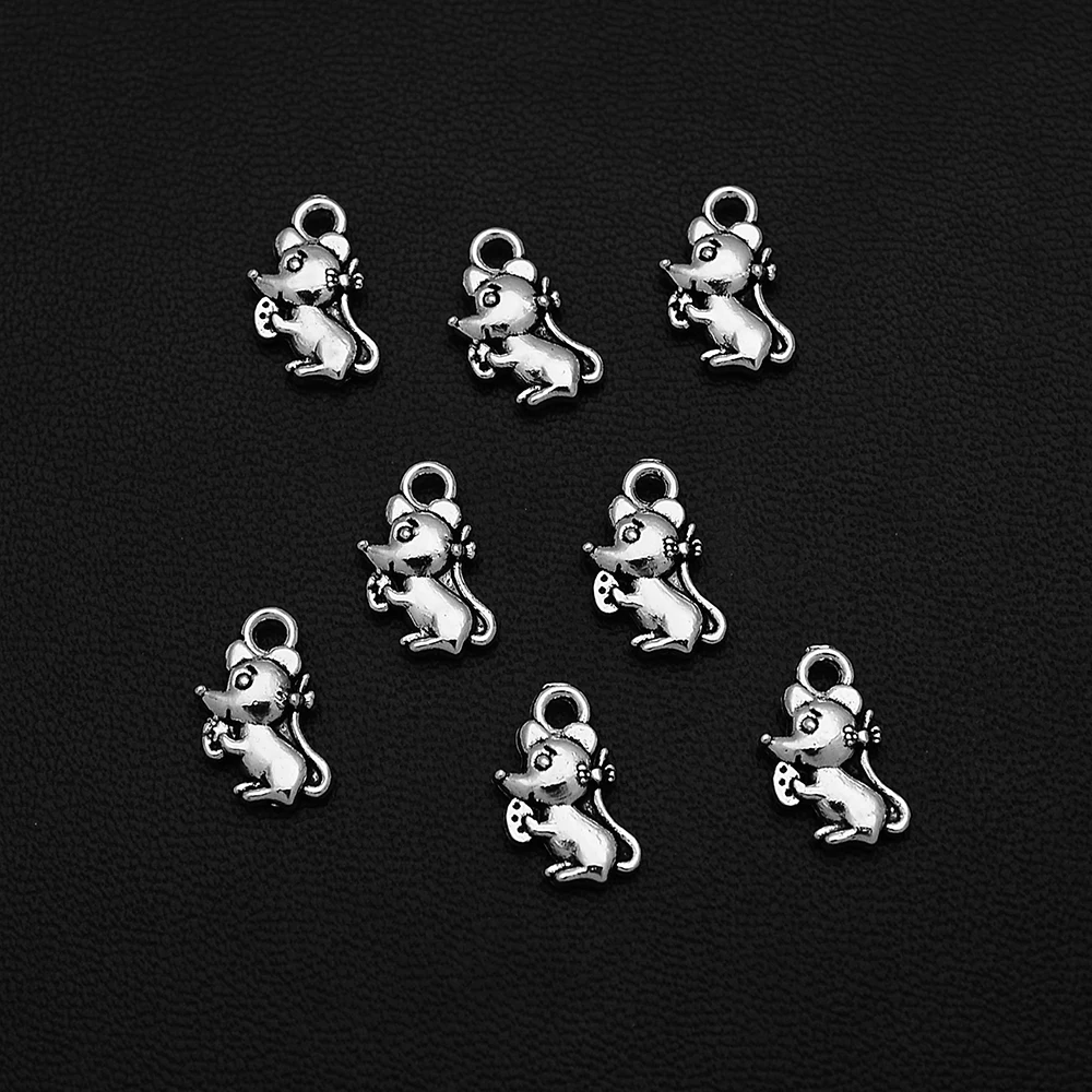 30pcs/lot--7x12mm Mini Cute Mouse Rat Animals Charms Pendants For Diy Jewelry Making Supplies Accessories Wholesale Bulk Items