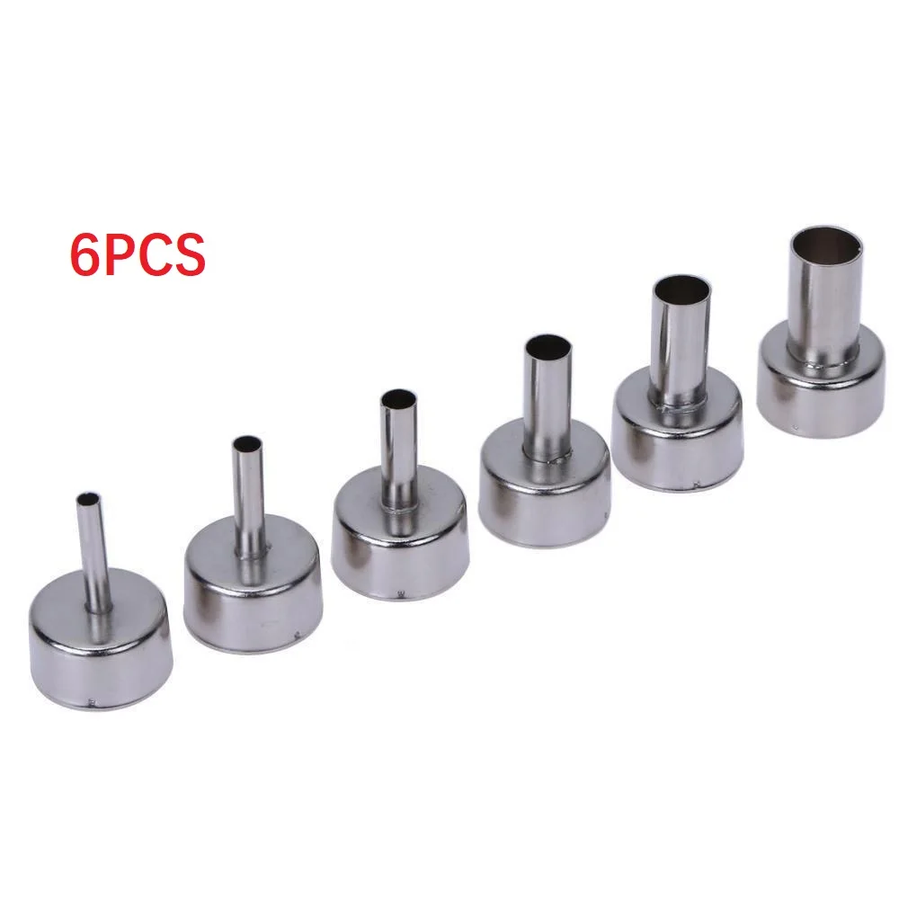 6pcs 22mm Universal Nozzles For 858D+ 8586 Soldering Welding Hot Air Station Heat Resistant Stainless Steel Welding Nozzles