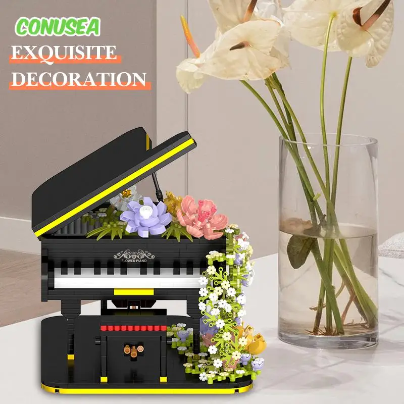 

Micro Building Block Flowers Piano Blocks Kids Toys 2080Pcs Diy Mini Bricks Assembly Toys Home Decoration Girl Children Gift