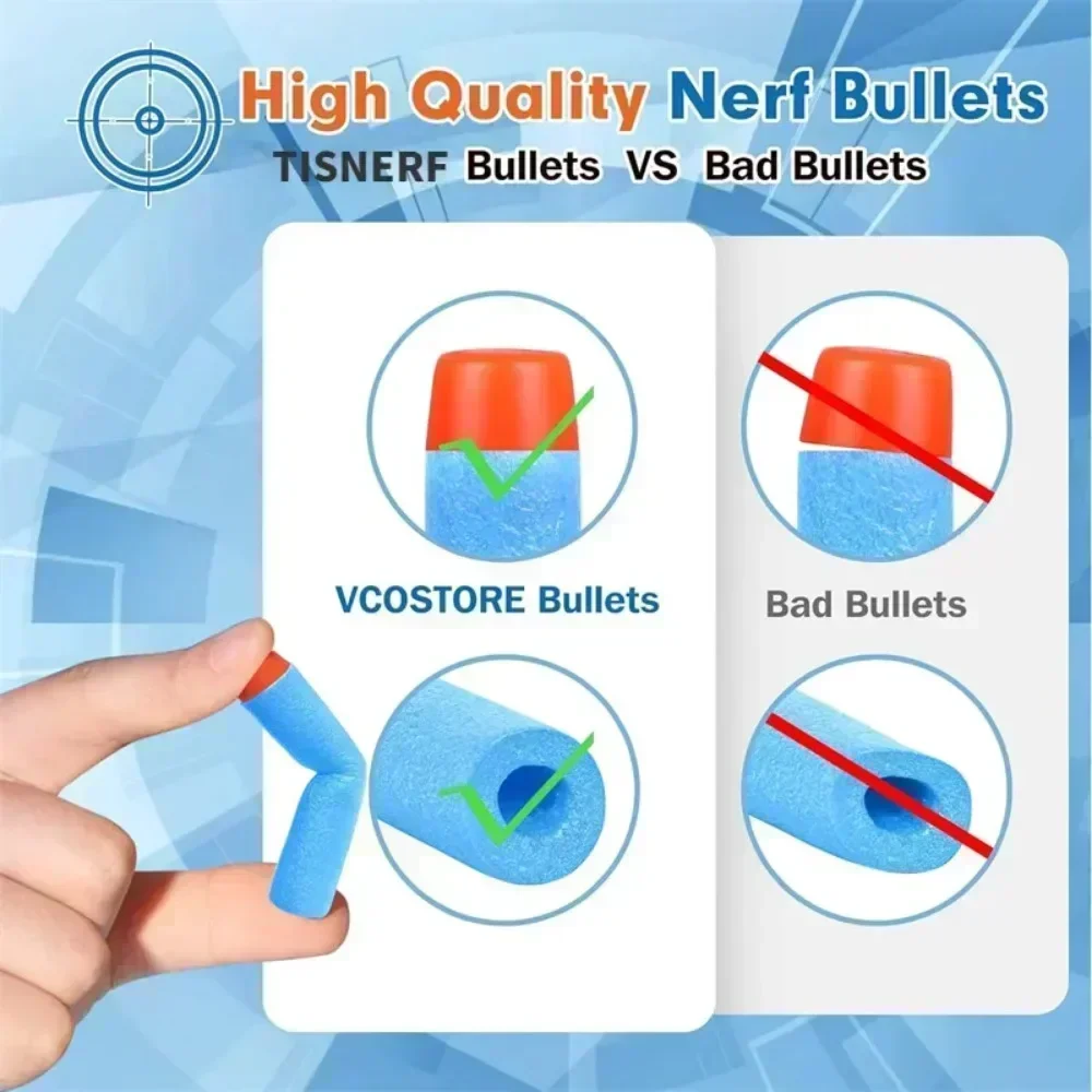 H1000-50pcs Hemelsblauw Effen Ronde Kop Kogels 7.2cm voor Speelgoed Pistool Serie Blasters Refill Darts Kinderen Speelgoed pistool Accessoires