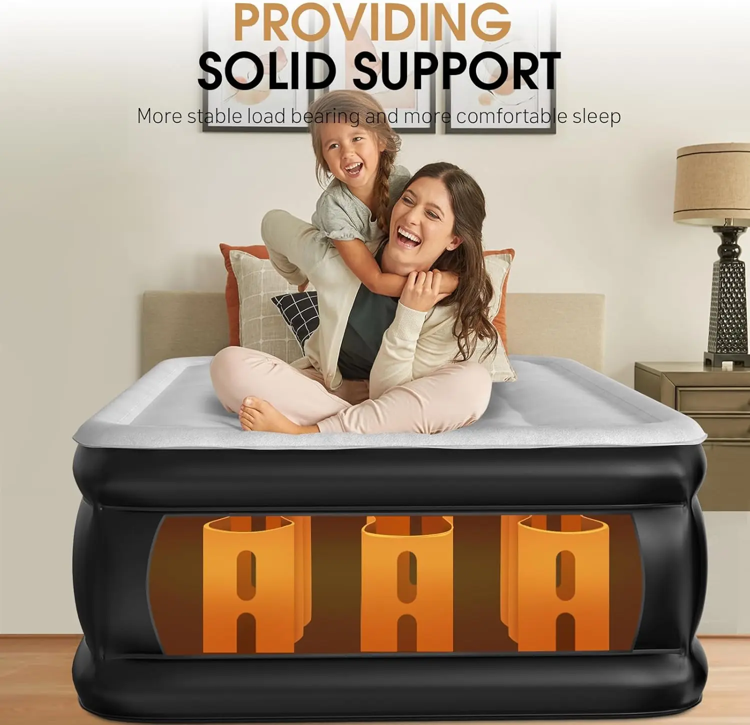 

Twin Air Mattress with Built in Pump Raised,18” Inflatable Mattress with Wave Design,Blow Up Mattress in 2 Mins