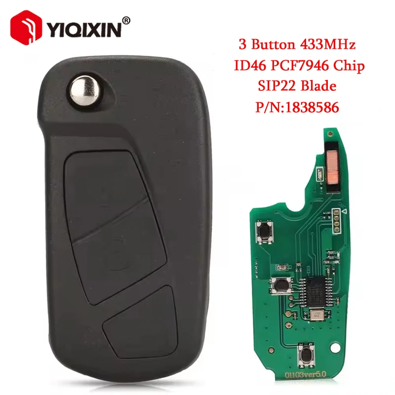433MHz ID46 PCF7946 Chip Flip Remote Car Key For Ford KA Holder 2008 2009 2010 2011 2012 2013 2014 2015 2016 Uncut SIP22 Blade