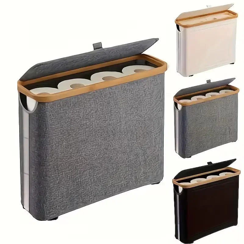 Modern Bathroom Toilet Paper Storage Box With Lid Multi Function Organizer Basket For Home Decor Wall Mounted Holder Rack
