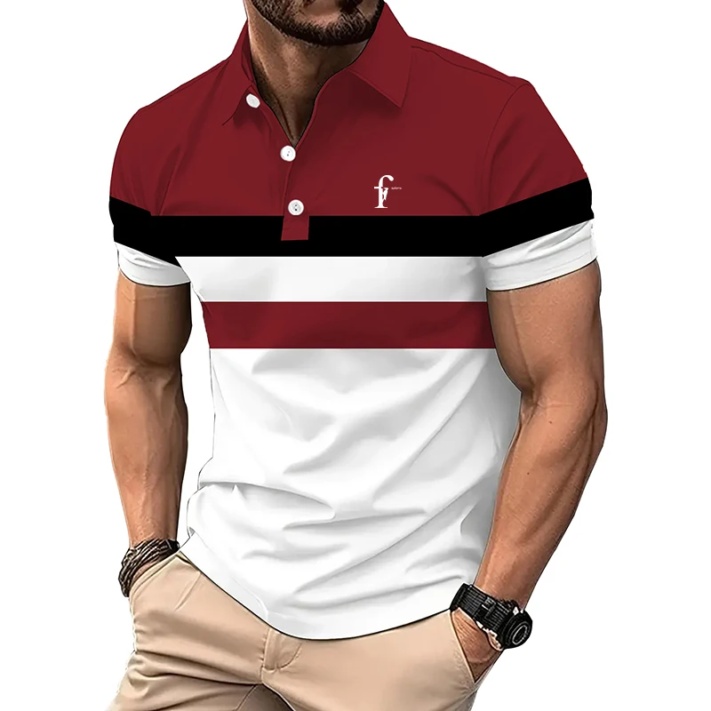 Uomo estate moda Slim Fit manica corta colore incantesimo Polo uomo Sport risvolto Golf Polo uomo Polo ad asciugatura rapida