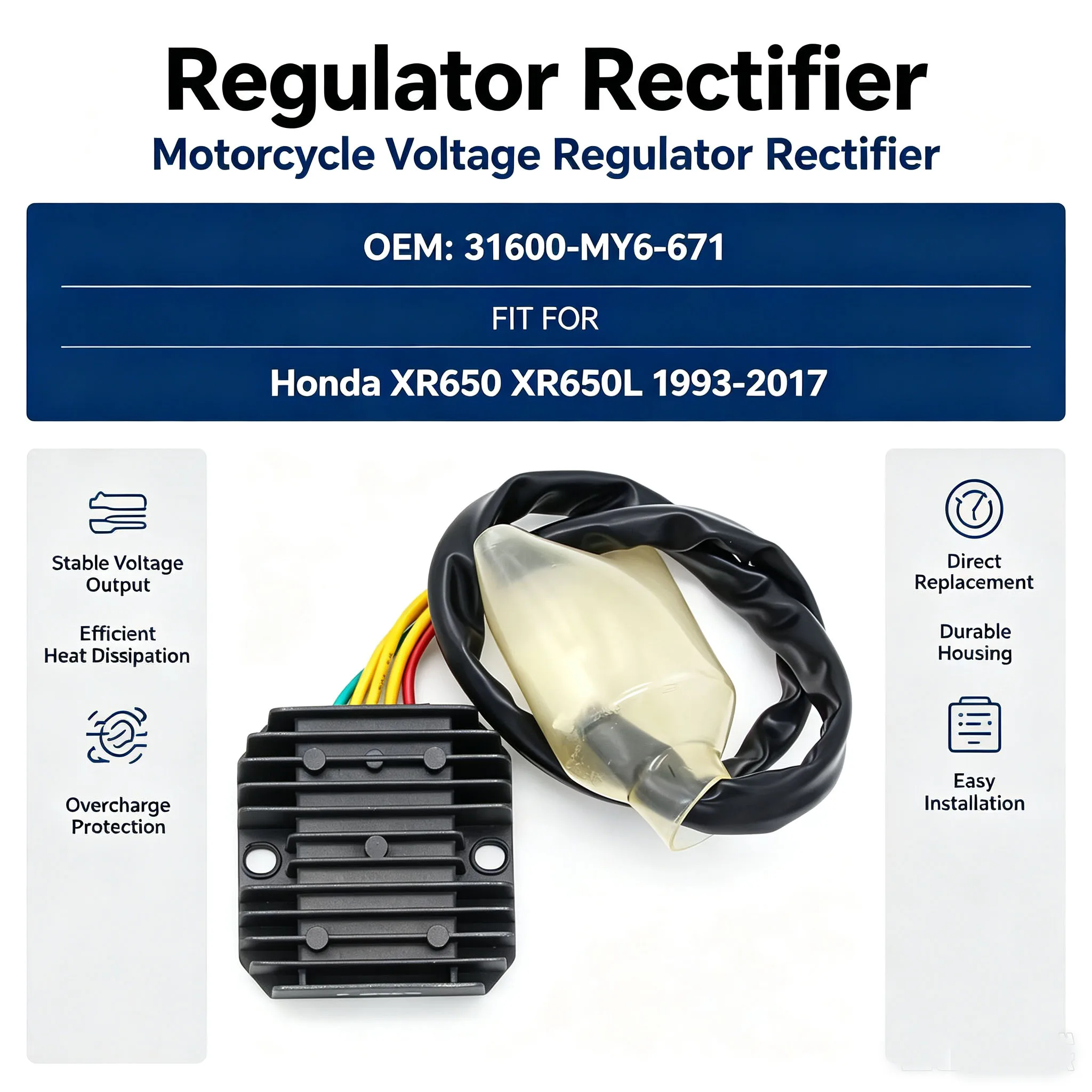 Motorcycle Voltage Regulator Rectifier For Honda XR650 XR650L 1993 1994 1995 1996-2017 OEM:31600-MY6-671