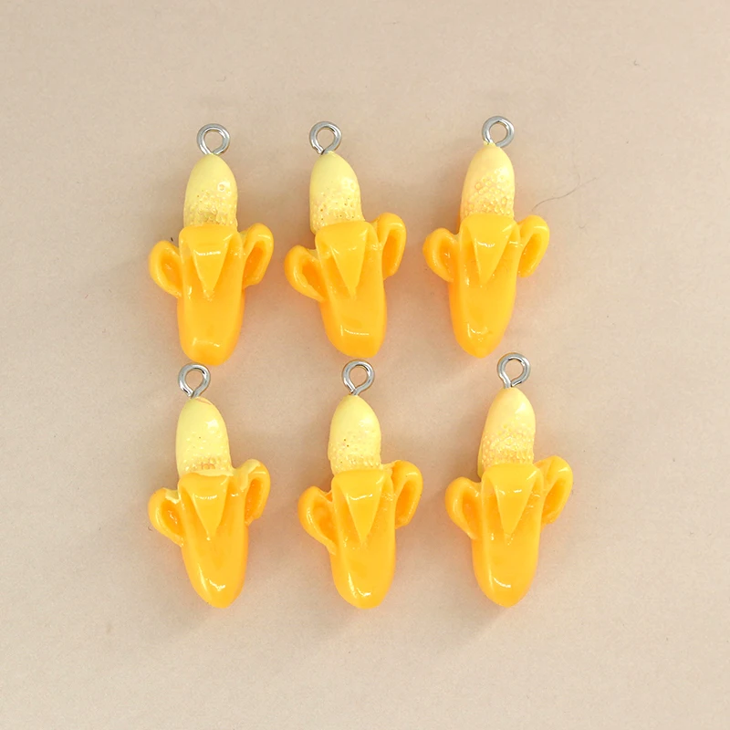 10pcs Cute Resin Fruit Peeled Banana Charms For Earring Keychain Diy Jewelry Findings Phone Chain Charm Accessory