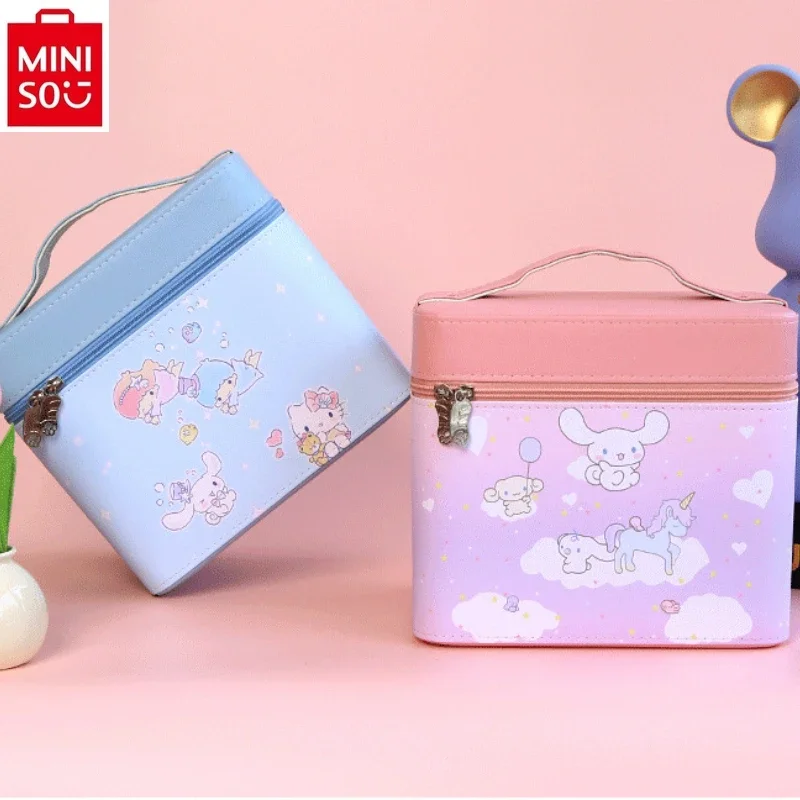 

MINISO 2024 Fashion Multifunctional Makeup Box Women's Cartoon Yuguigou Anime Large Capacity Portable Handheld Storage Bag