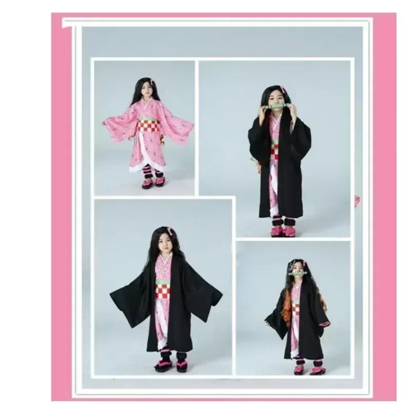Kids Cosplay Anime Demon Slayer Kimetsu no Yaiba Kamado Nezuko Cosplay Costume Kids Kimono Halloween Costume For Kids Girls Boys