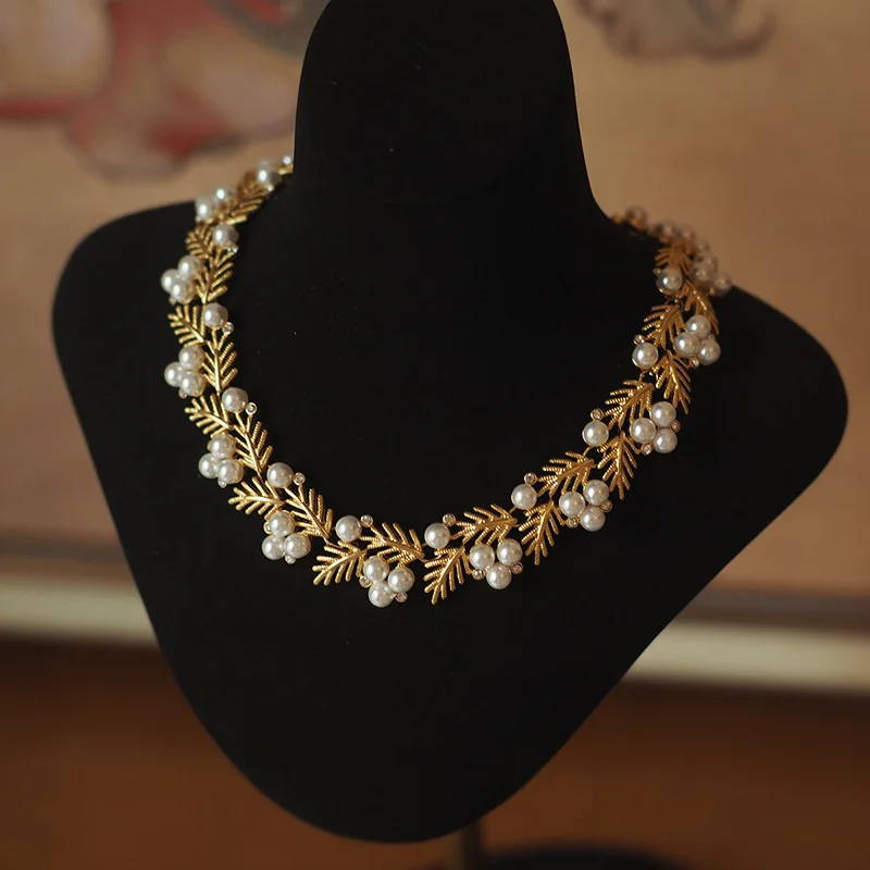 

2025 New Vintage Pearl Heavy-Industry French-Euro Trifari-Style Evening Necklace - High Luster Statement Jewelry for Women