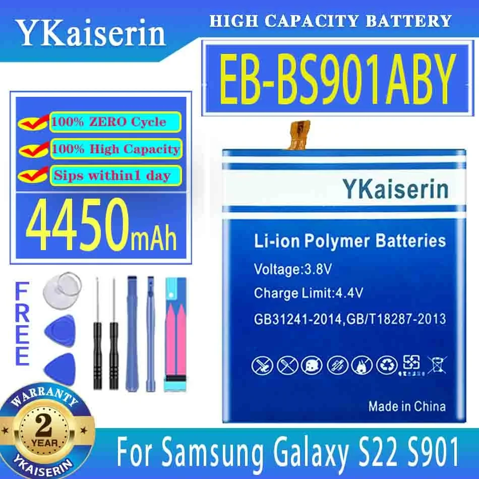 YKaiserin Battery EB-BS901ABY EB-BS906ABY 4450mAh/5900mAh For Samsung Galaxy S22 Ultra/Plus S22+ S22Plus S22U S22Ultra Bateria