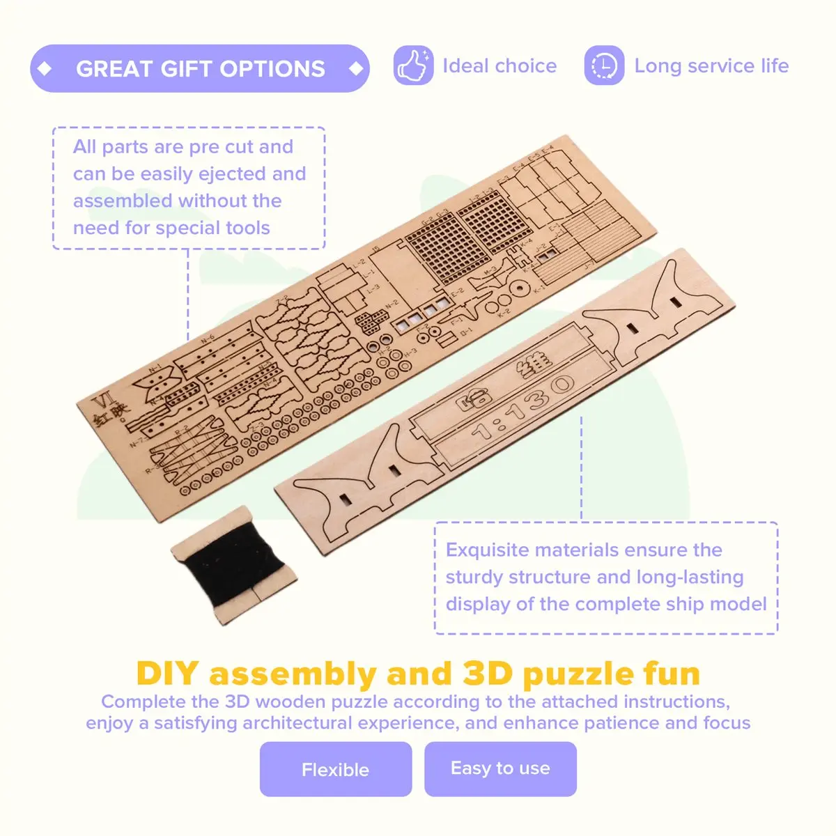 Utility Design 1 Pc DIY Wooden Assembly Sailing Ship Model Classic Puzzle Toys, 3D Wooden Ship Model Kit, Home Desk Decoration G