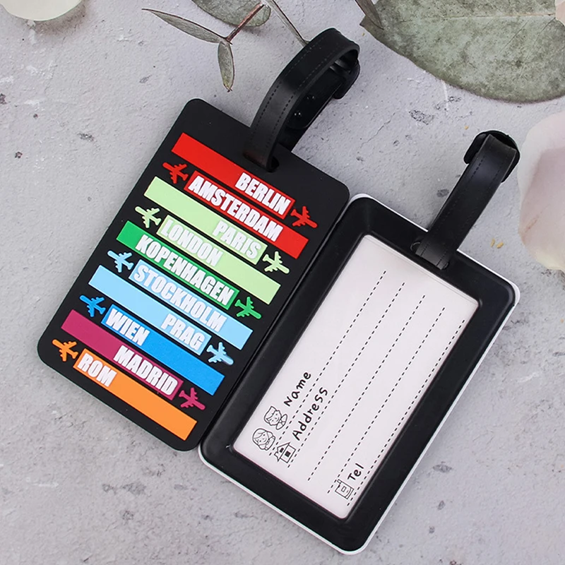 Country Name Suitcase Luggage Tag Fashion Letters Address Holder Baggage Label Silicone Identifier Travel Accessories