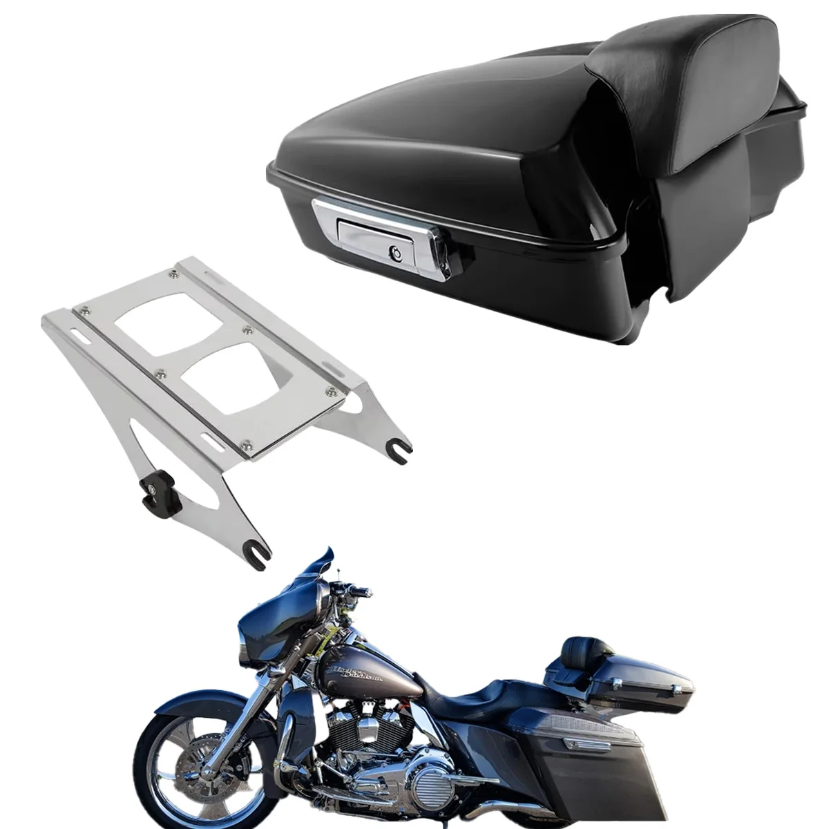 

For Harley Touring Road King Glide Street Glide CVO Electra Limited Motorcycle Chopped 10.7" Top Case Moto Box Trunk Suitcases
