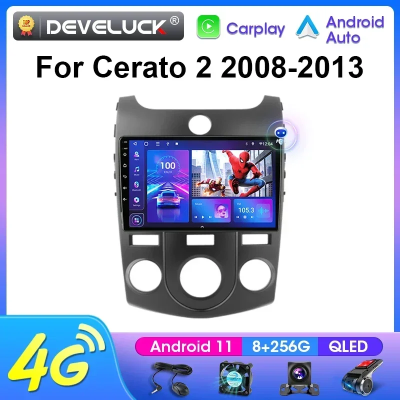 Reproductor de vídeo Multimedia de Radio de coche Android 12 de 2 Din para Kia Cerato 2 TD 2008-2013 navegación GPS 4G Carplay RDS unidad principal estéreo