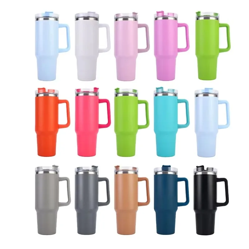 sports water bottle stainless steel coffee milk tea vacuum cup mug travel mug with handle and straw insulated water cup