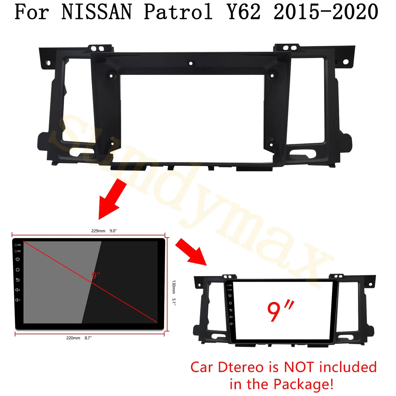 

9-дюймовая 2 Din Автомобильная магнитола Fascia ДЛЯ Nissan патруль Y62 2010 2011- 2020, головное устройство, DVD Android плеер, стереопанель, рамка для приборной панели