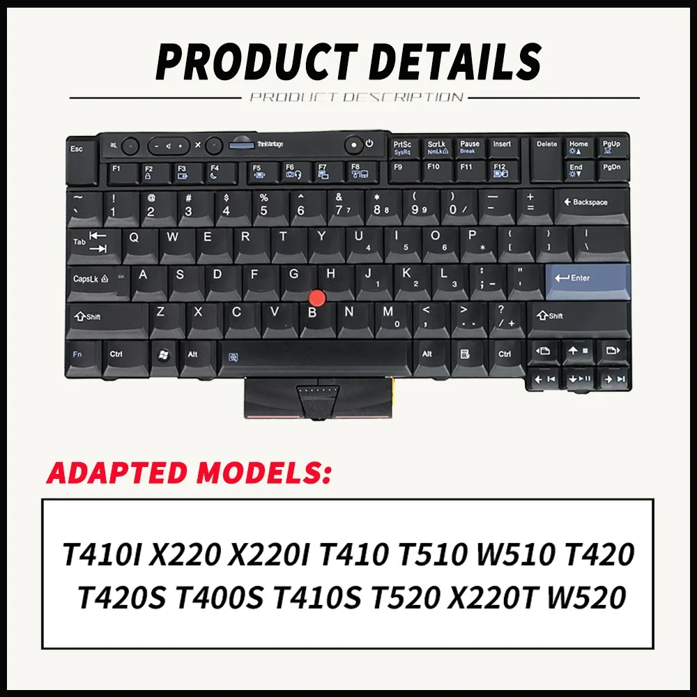 Clavier de remplacement pour ordinateur portable Lenovo ThinkPad, pour modèles T410, T420, X220, X220I, X220T, Touvriers, T520, Wouvriers, W520, 45N2211, 45N2141, disposition américaine/russe