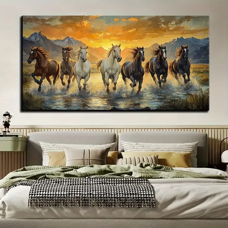 A Set of Seven Lucky Feng Shui Paintings, Canvas Wall Art with No Frame-Waterproof Wall Decoration, Suitable for Anniversary