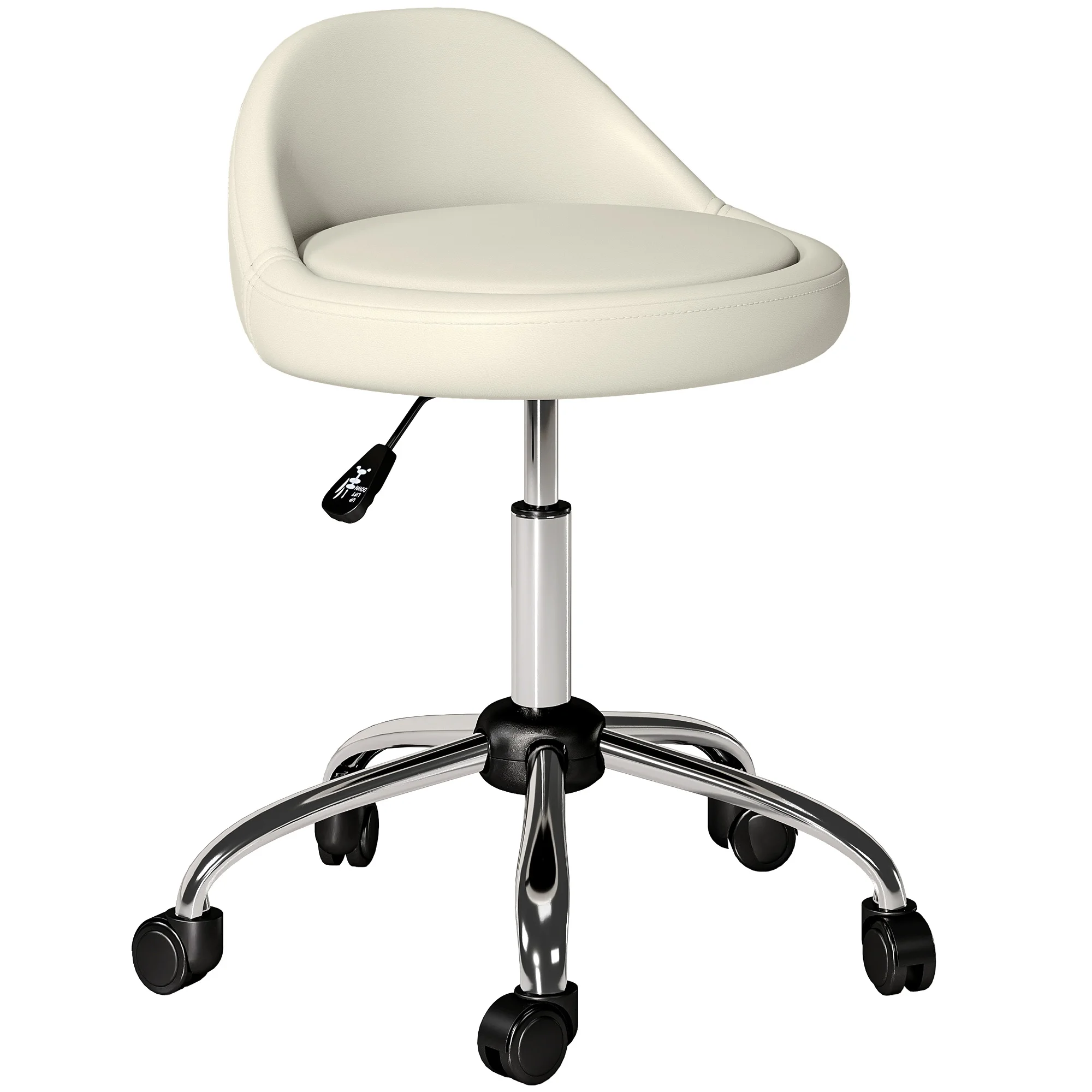 HOMCOM Silla Taburete Giratorio Silla de Esteticista Acolchada Ajustable Blanco