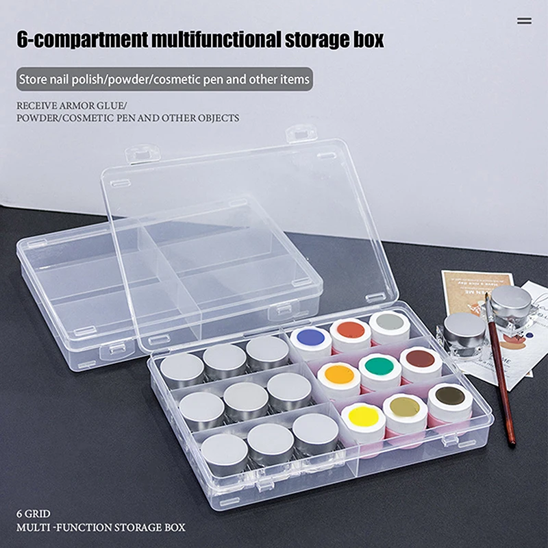 Nail Polish Adhesive Storage Box Jewelry Storage Box Divided Box Transparent Large Capacity Nail Salon Desktop Storage Box