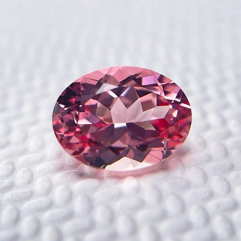 Laborgezüchteter Saphir, oval geschliffen, Sonnenaufgangsrosa Farbe, DIY-Charms, Schmuck, Ringe, Ohrringe, Herstellung, Hauptmaterialien wählbar, Zertifikat – Detail 1