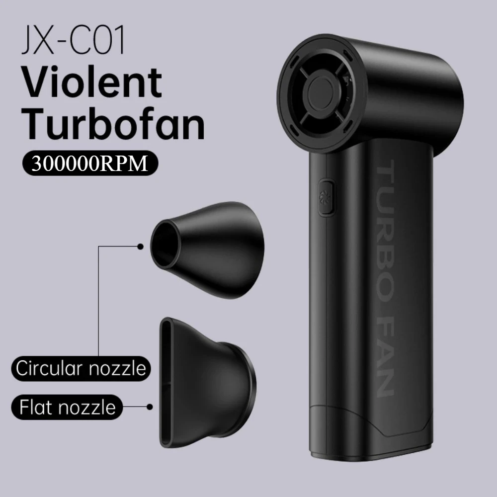

300000RPM Handheld Mini Turbo Jet Fan Electric Air Blower Powerful Large Wind Hair Dryer High-Speed Turbo Rechargeable Blower