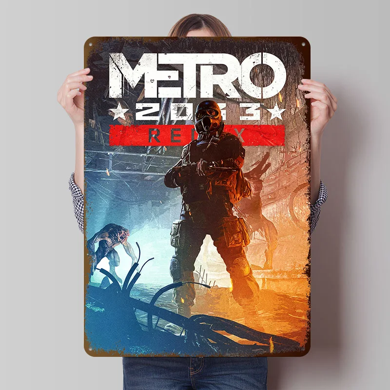 Metro 2033 Spiel-Cover-Art Gedrucktes Poster Individualisierte Wandkunst Retro Vintage Metallschilder für Gaming-Raumdekoration Gemütliches Haus