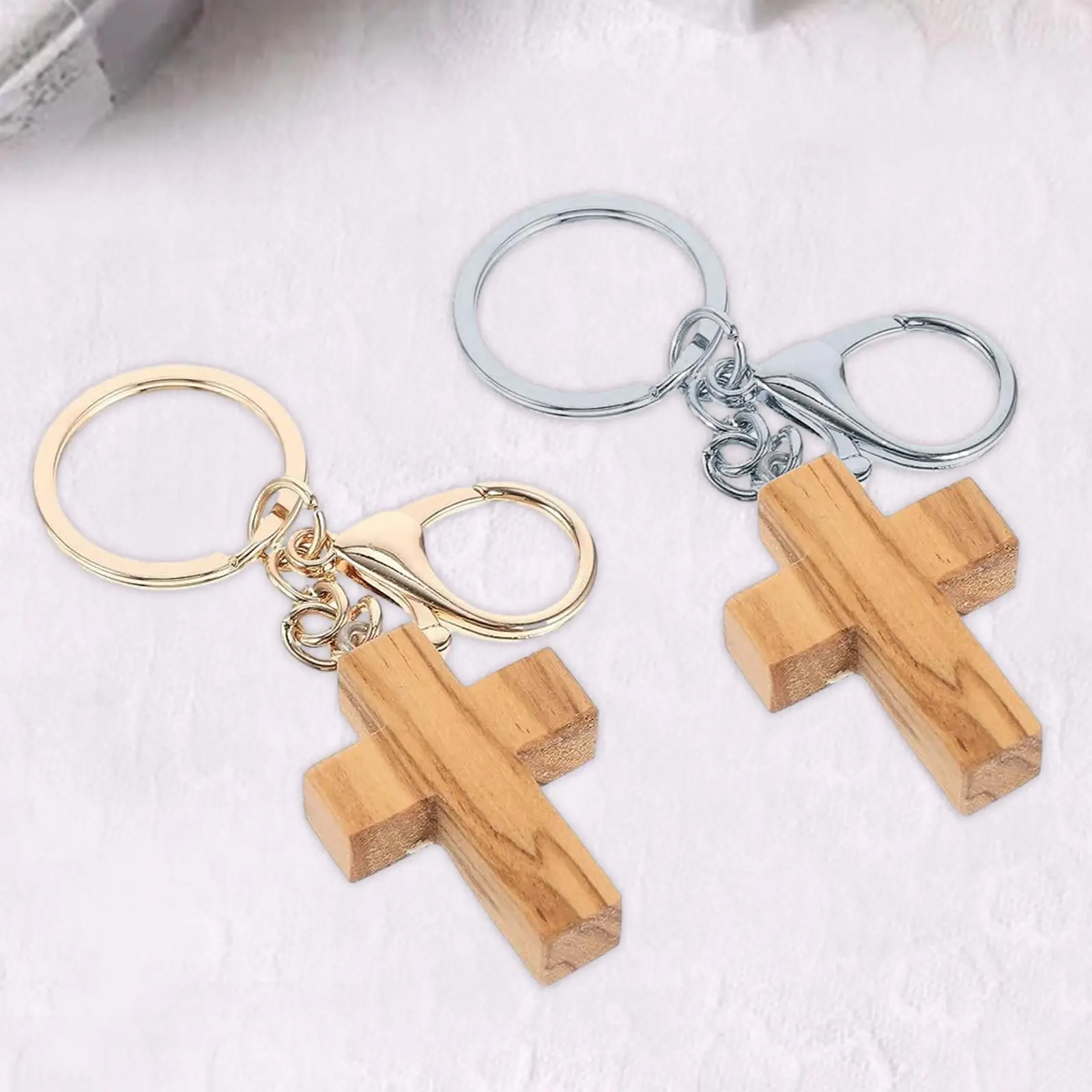 Wood Cross Key Chain Religious Favors Bag Charms Handecrafts Religious Keyring Christian Keychain Cross Charms for Men Gift