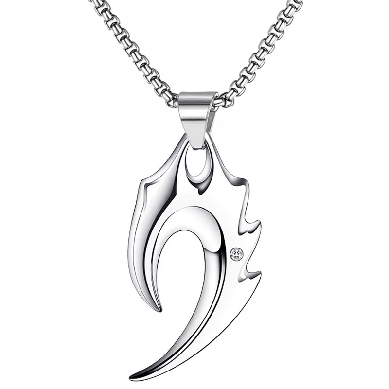 Cool Titanium Steel Geometric Flame Pendant Necklace Classic Versatile Trendy Fashion Necklaces for Daily Casual Wear
