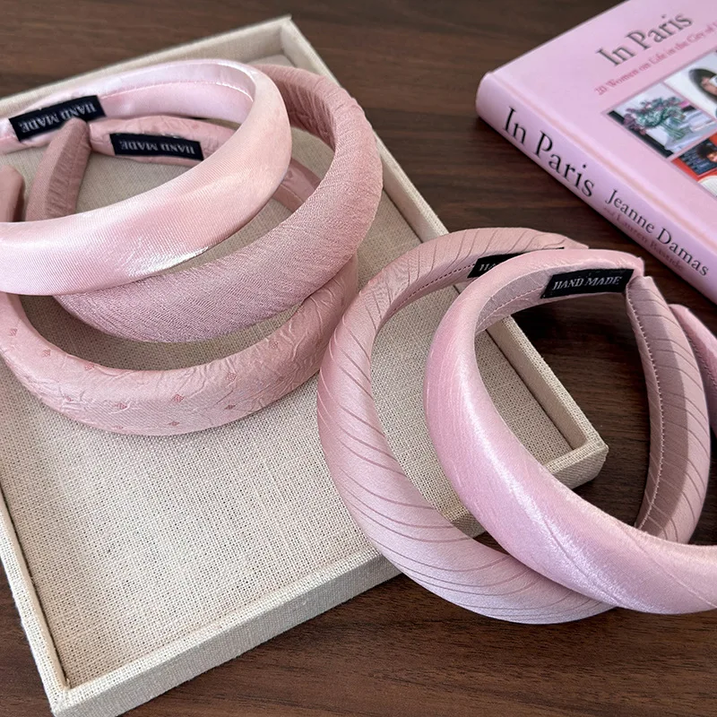 Sweet Shiny Pink Sponge Headband for Woman Girls Fashion Temperament Hair Hoop Wash Face Hair Band Female Party Hair Accessories