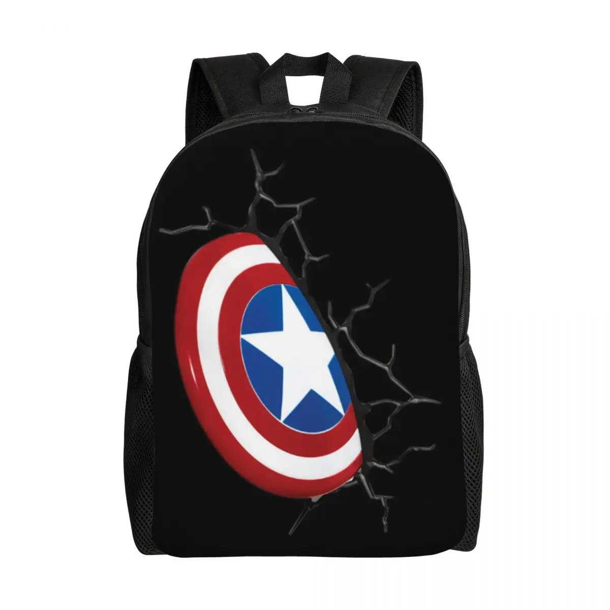 Custom Captain America Shield Backpack for Women Men School College Students Bookbag Fits 15 Inch Laptop Bags