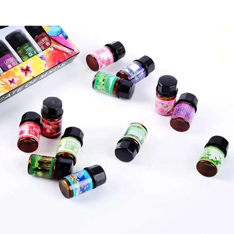 Conjunto de óleos essenciais de aromaterapia solúvel em água, planta, umidificador, spa, massagem de banho, 3ml, 12pcs por lote