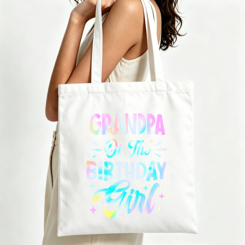 Grandparent's typography print canvas tote bag, casual style for birthday celebrations and daily outings
