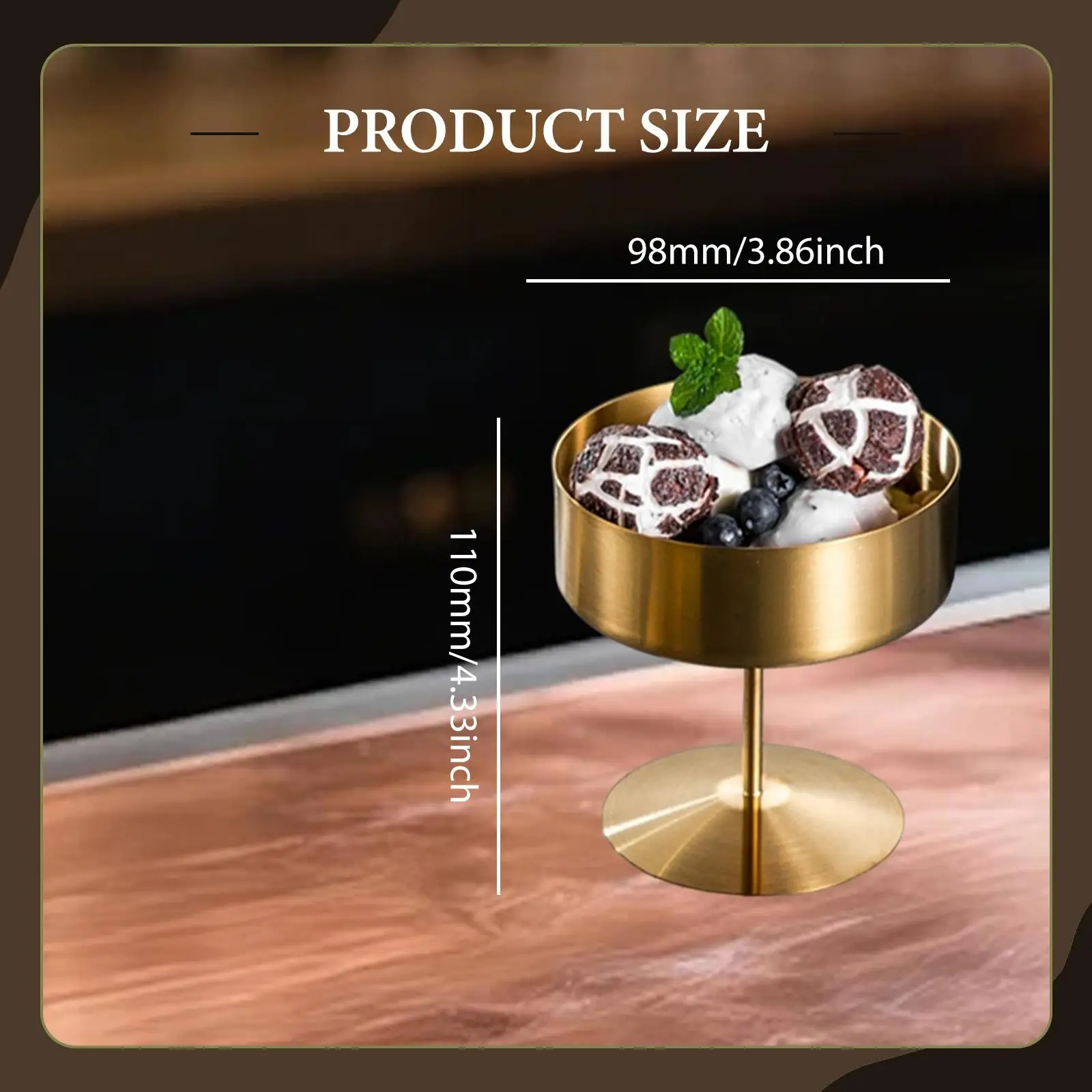 Stainless Steel Dessert Cup High Footed Ice Cream Bowl Serving Dessert Bowl Pudding Cup for Pudding, Graduation, Anniversary