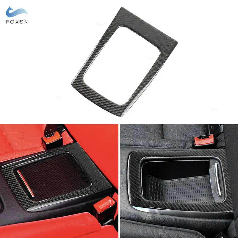 Soft Carbon Fiber Car Rear Row Storage Box Trim Cover For BMW 3 Series E90 E92 E93 2005 - 2012 M3 2 Door Interior Accessories