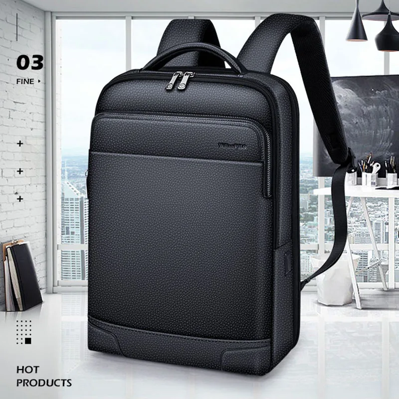 Genuine leather men's backpack, large capacity computer bag, fashionable multifunctional backpack, leisure commuting travel bag