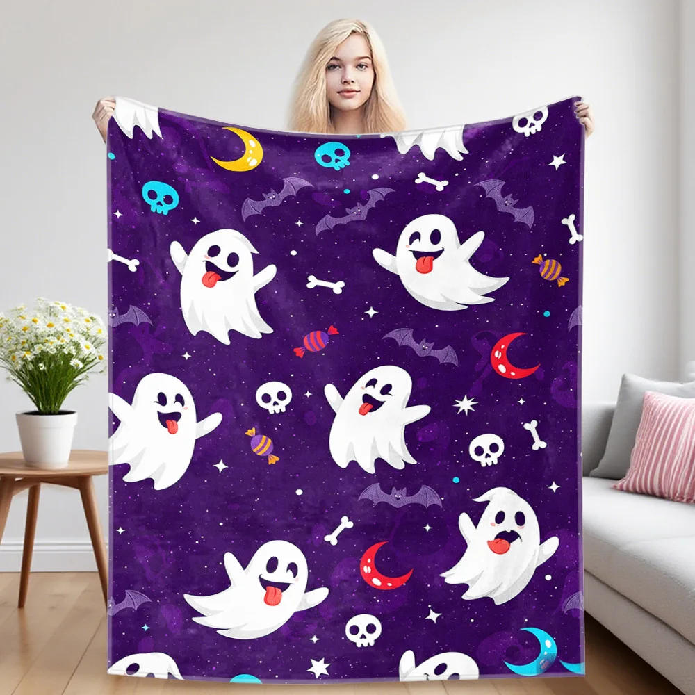 Spooky Ghosts Four Season Flannel Blanket, Soft Plush Skin Friendly Sofa Blanket, A Great Gift Item